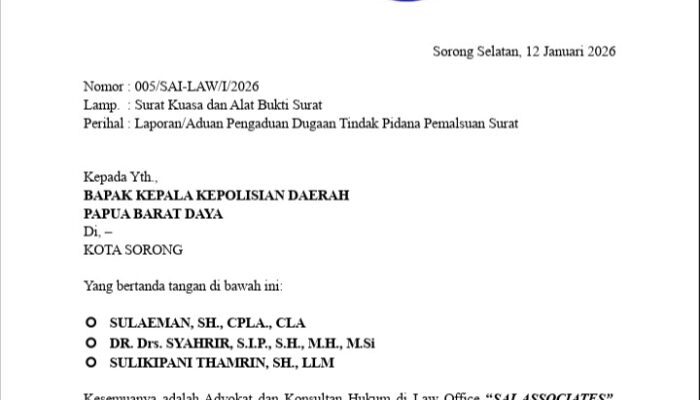 Babak Baru !! Dua Anggota DPRK Sorong Selatan Diduga Gunakan Surat Palsu, LMA Siap Laporkan ke Polda Papua Barat Daya