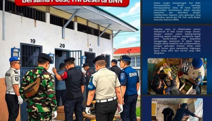 Sinergi Tanpa Kompromi! Lapas Solok Gelar Razia Gabungan Bersama TNI, Polri, dan BNN dalam Peringatan Hari Bakti Pemasyarakatan ke-62